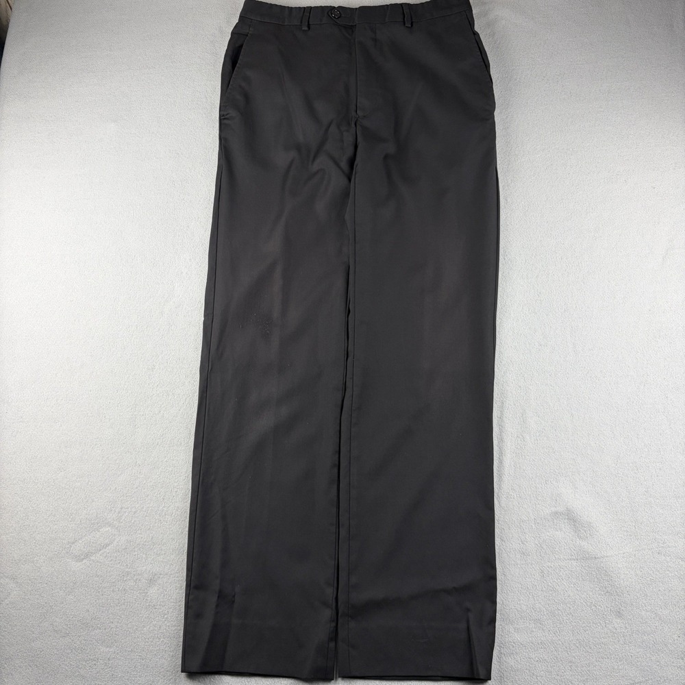 Santorelli Luxury Serge Wool Dress Pants Black Made Italy Men's 34